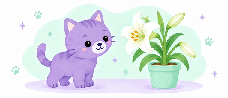 Il gatto Amaeru si ferma davanti a un giglio in vaso